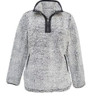 Cozy Sherpa Gray Quarter Zip Fleece Popover NEW